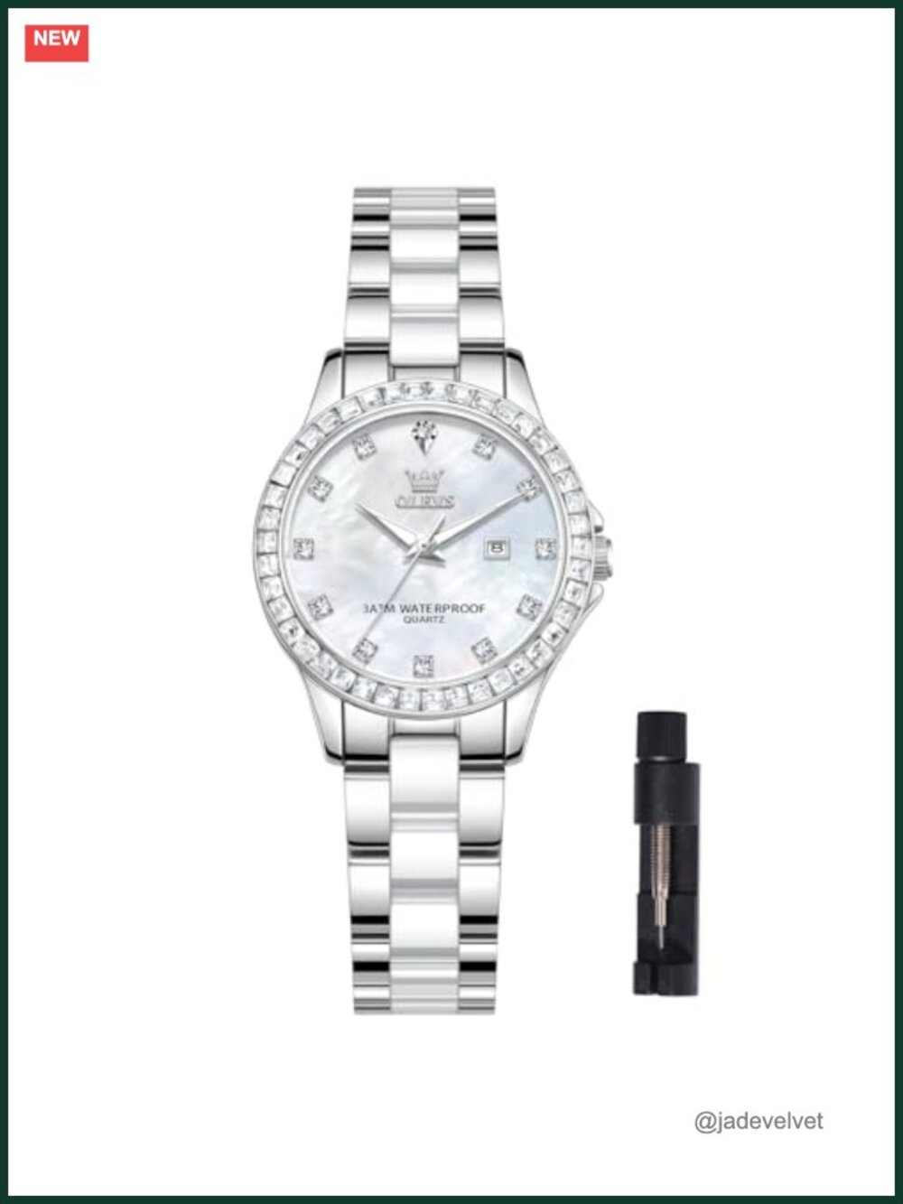 Women's Ceramic Stainless Steel Bracelet Watch Mother of Pearl Roman Dial